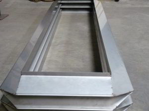 Rectangular stainless steel metal bellows ready for welding