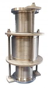 In-Line Pressure Balanced Metal Bellows Expansion Joint is used in a straight piping run to absorb axial movement with minimal thrust forces imposed on the system anchors